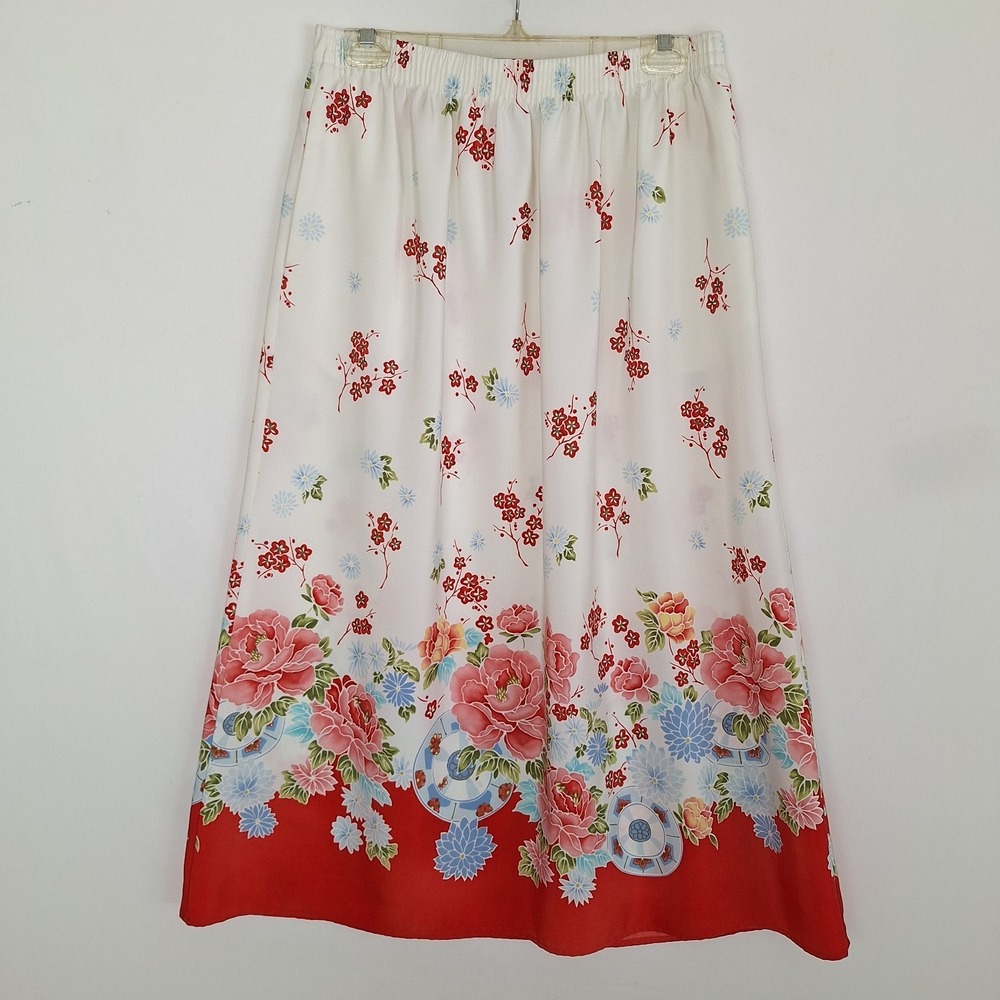 Vintage Cottagecore Farmcore Susan Graver Style L Made In USA Floral Maxi Skirt